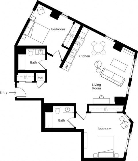 a floor plan of a house with a bedroom and a living room